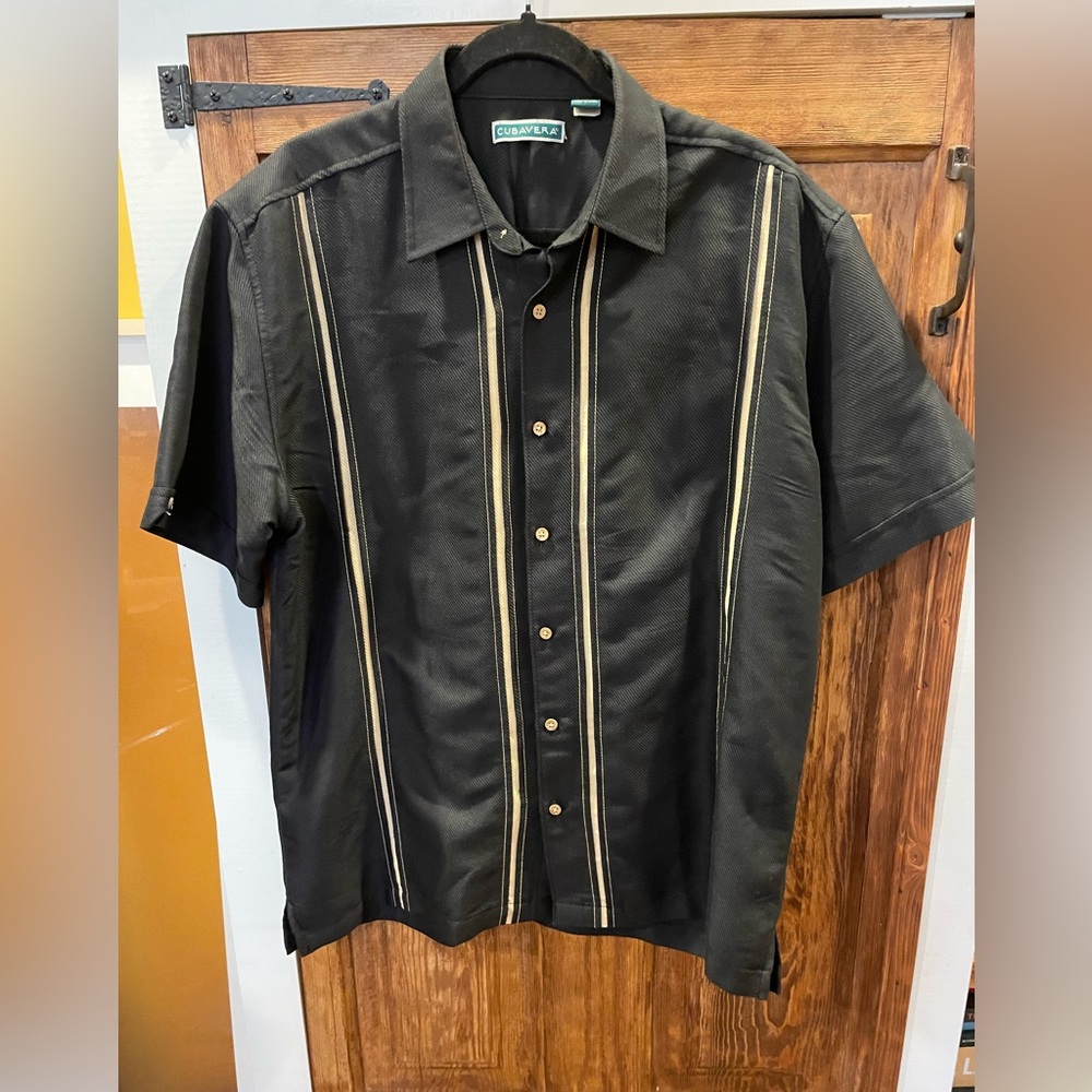 CUBAVERA Short Sleeve Men's Black Shirt - M